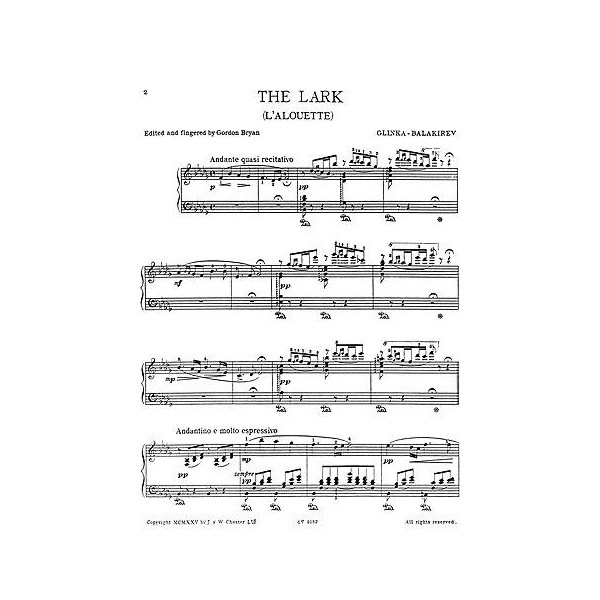 balakirev glinka the lark pf 0 the lark ascending violin sheet music