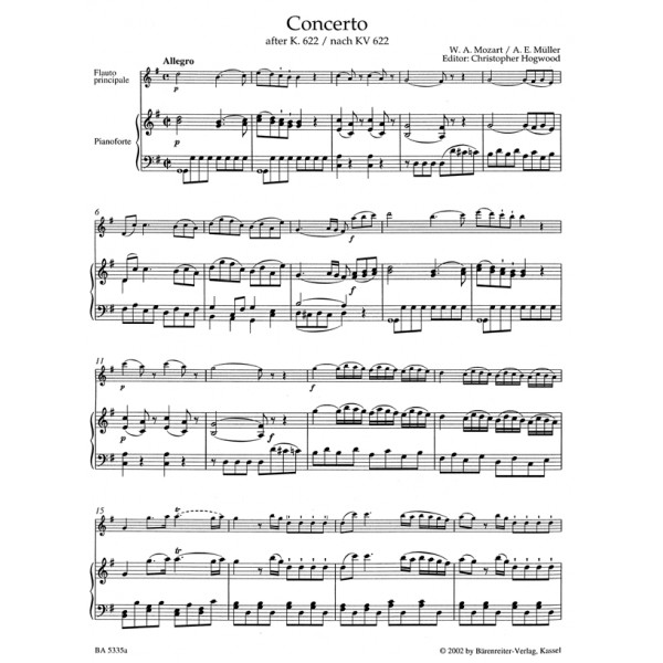 w a concerto for flute in g based on the clarinet concerto k 622 mozart clarinet concerto sheet music