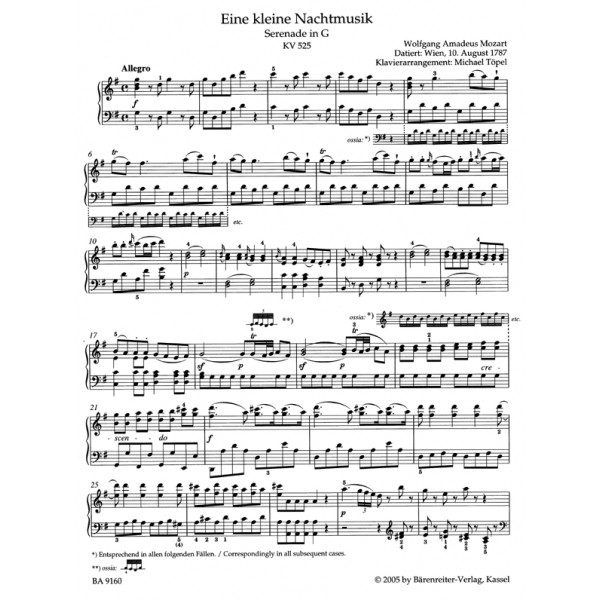 mozart w a eine kleine nachtmusik serenade in g k 525 mozart eine kleine nachtmusik sheet music