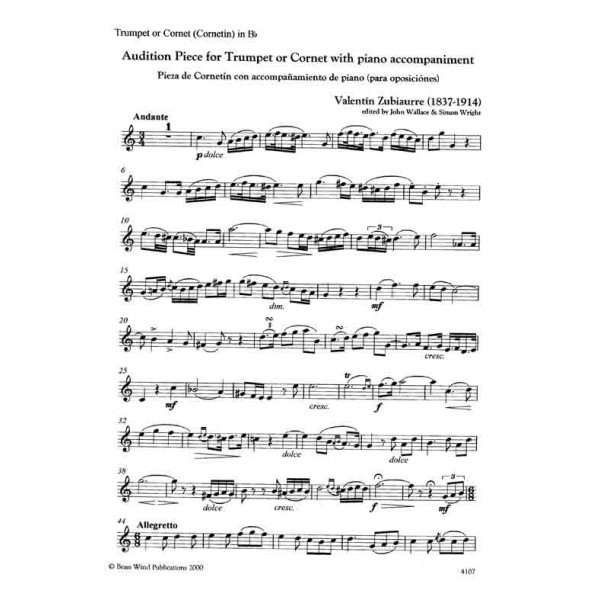 Zubiaurre Audition Piece for Trumpet