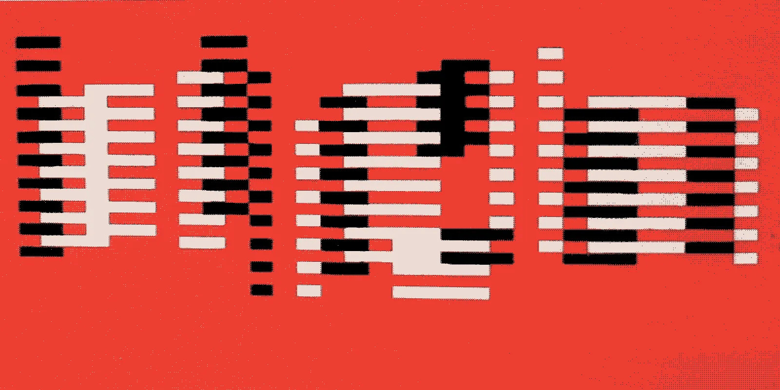 Bauhaus Pattern. Graphic, red, black and white textile.