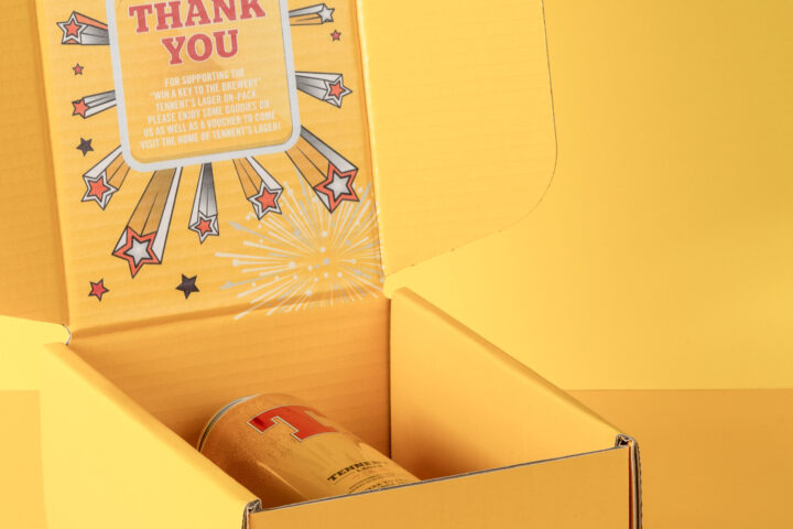 Denmore Press Case Study Tennents Golden Ticket Party Box 244
