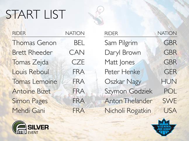 Startliste Vienna Air King 2015