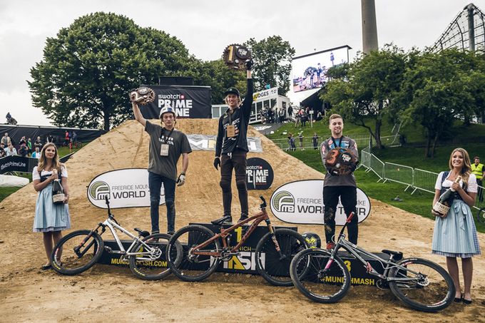 Das Podium in München: Brett Rheeder, Nicholi Rogatkin und Thomas Genon © Wolis Photo
