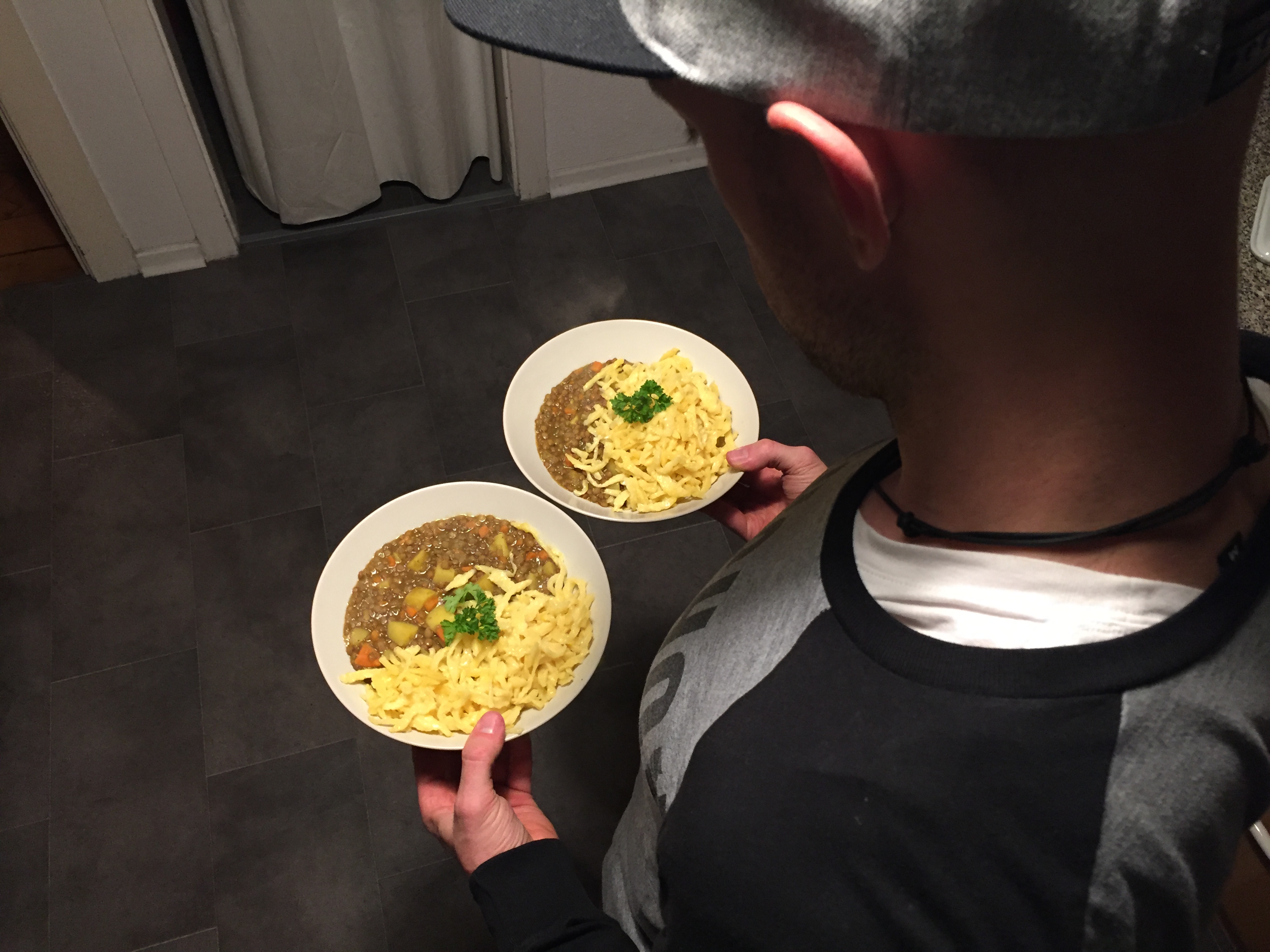 Fertig! Linsen mit Spätzle ein echter schwäbischer Gaumenschmaus.