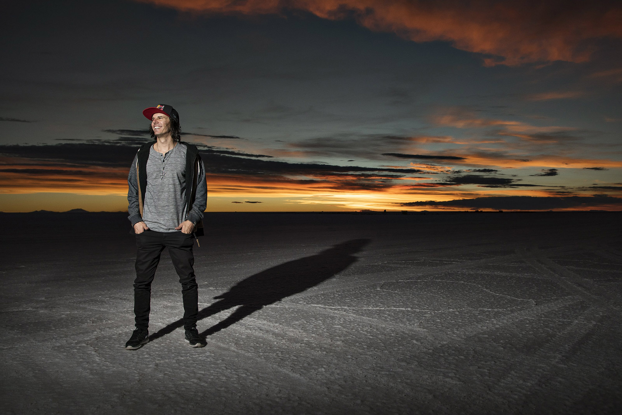 Daniel Dhers poses for his official portraits as part of the BMX Salt Park Project in Uyuni, Bolivia between April 8th and 11th 2016 // Camilo Rozo/Red Bull Content Pool