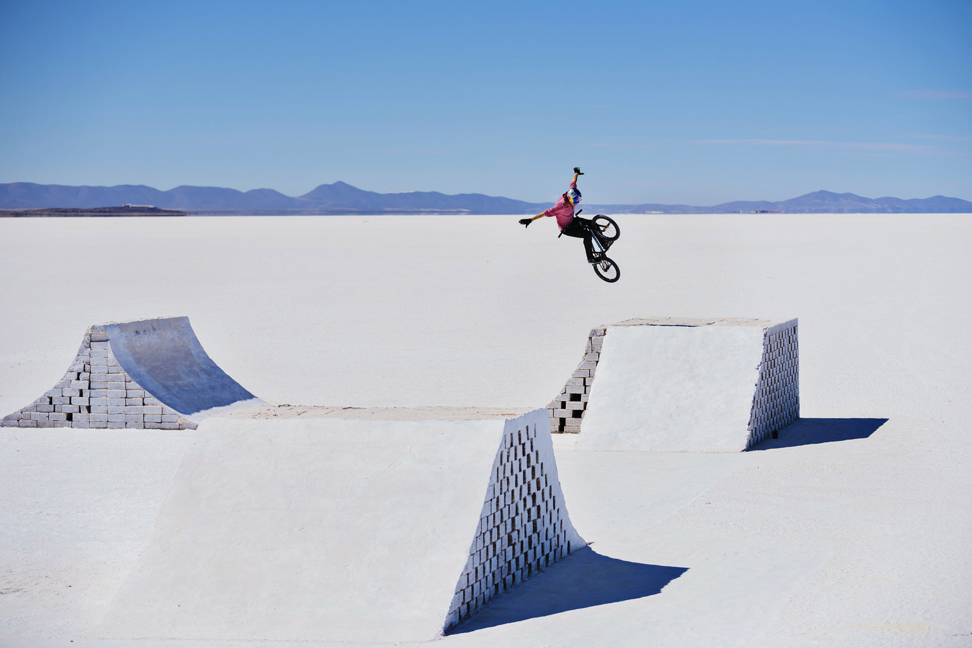 Daniel Dhers rides and flies around his BMX Salt Park Project in Uyuni, Bolivia between April 8th and 11 th 2016 // Camilo Rozo/Red Bull Content Pool
