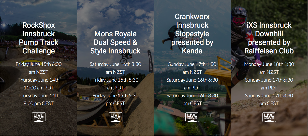 Zeitplan Crankworx Innsbruck