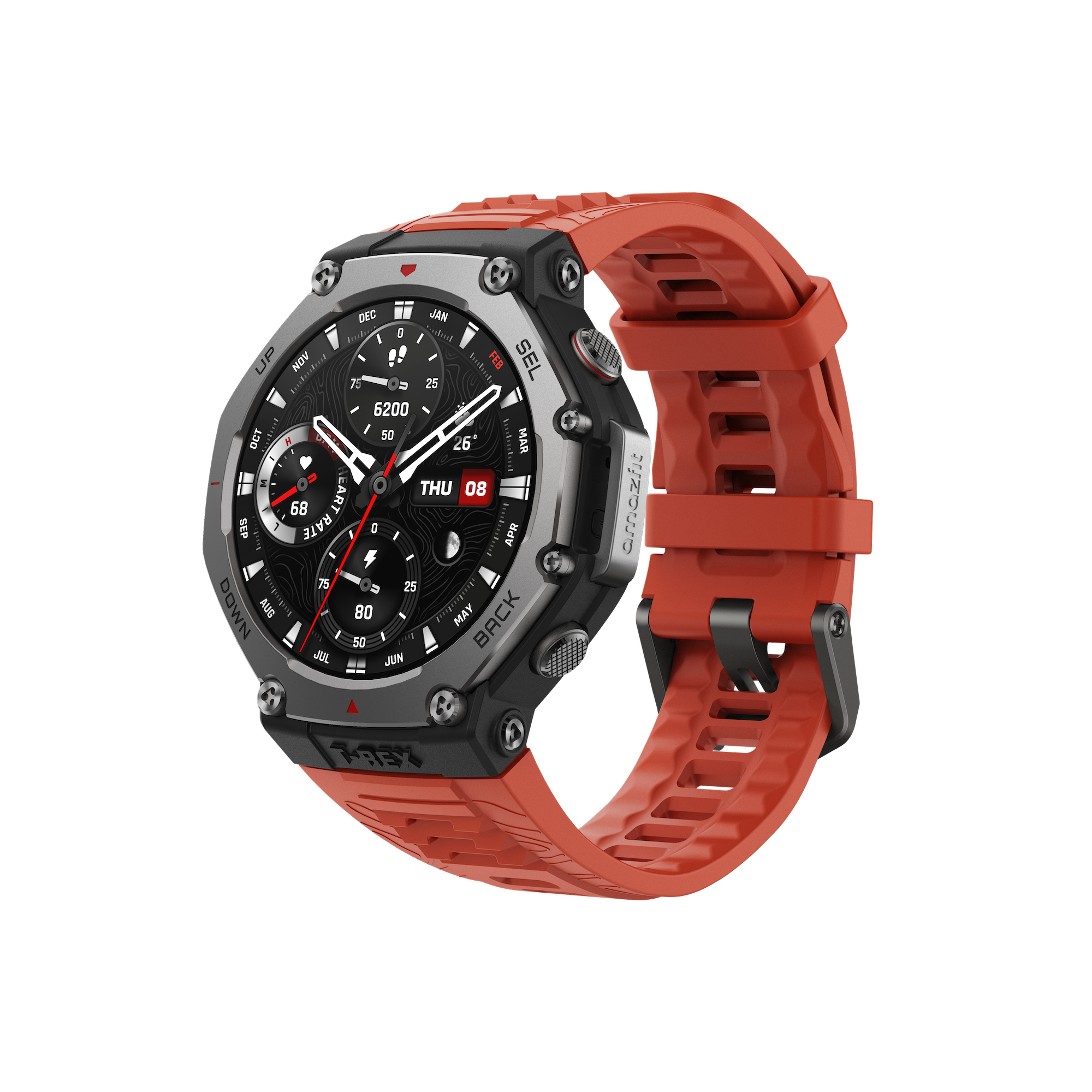 (C) Amazfit T-Rex 3 - Lava Orange - Left 45degree Amazfit T-Rex 3