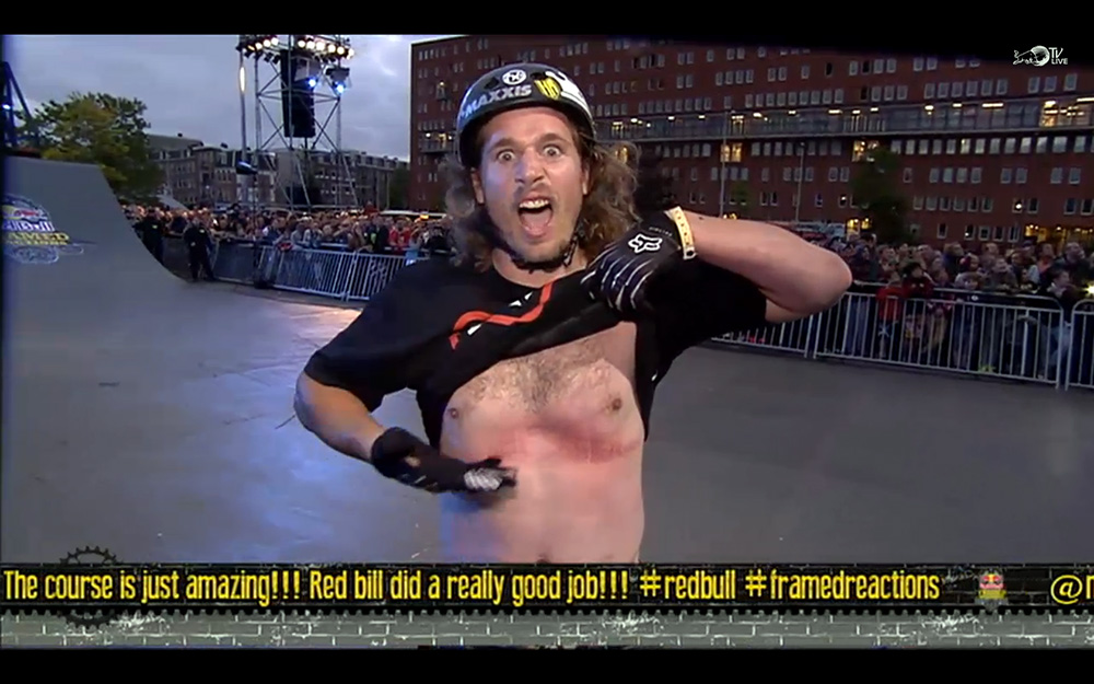 Morgan Wades Versuch, den Parcours rückwärts zu fahren, endete in einem doppelten Bauch- und Rückenklatscher