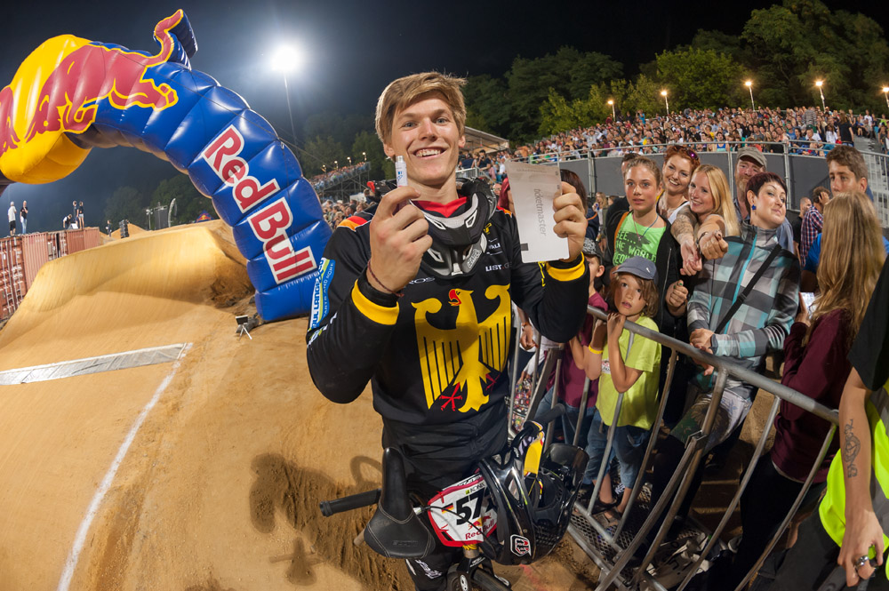 Luis Brethauer signs tickets for fans during the Red Bull R.Evolution at the Mellowpark in Berlin, Germany on August 17th 2013