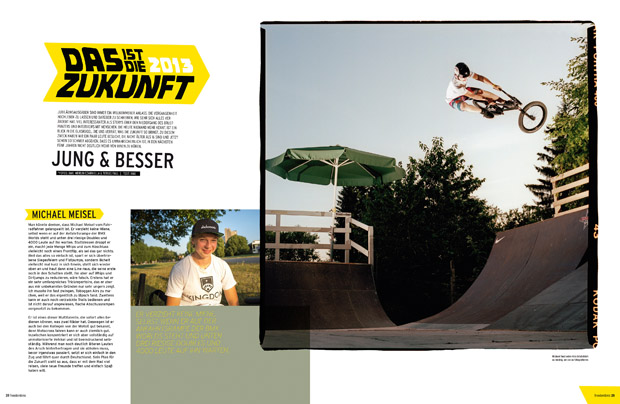 Story -Das ist die Zukunft- in freedombmx 114 mit Daniel Portorreal, Felix Donat, Michael Meisel, Paul Thölen, Sebastian Anton und Timo Schulze