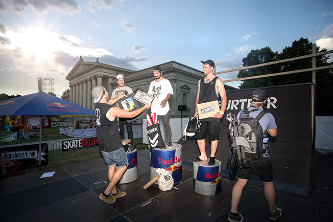 Die Gewinner des EX&HOP Street Contests 2014 (v.l.n.r.): Sergio Layos (2.), Lucas Kneubühler (1.) und Stephan Götz (3.)