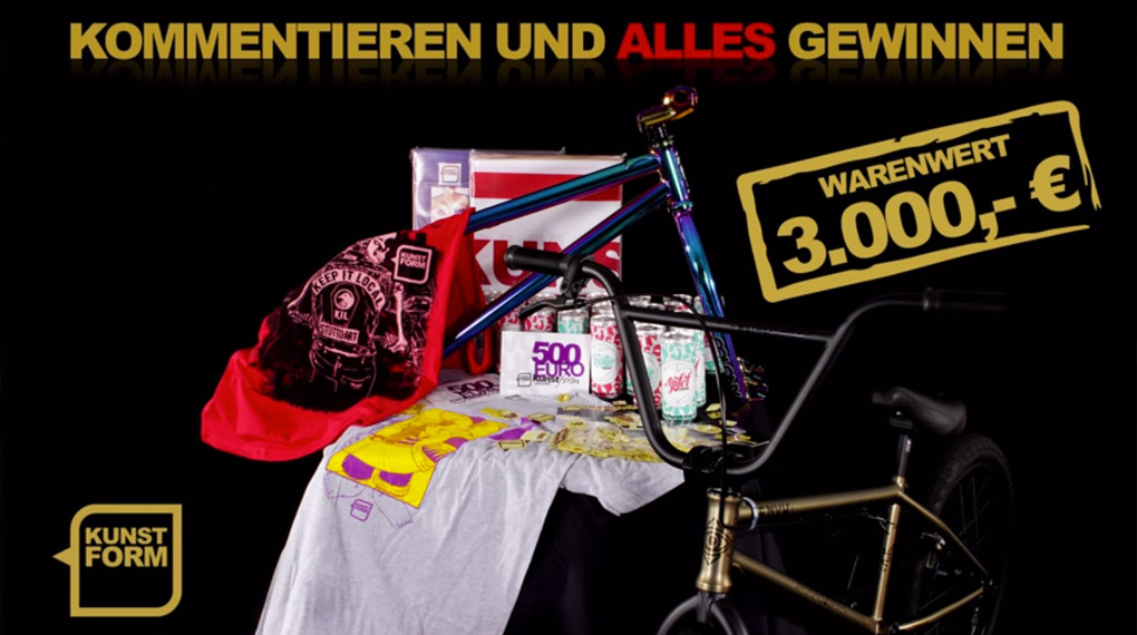 Riesiges BMX-Paket im Wert von 3.000 Euro zu gewinnen! Hier erfährst du alles über das Weihnachtsgewinnspiel des kunstform?! BMX-Shops aus Stuttgart.