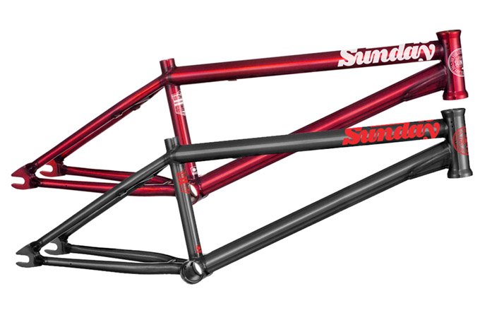 Der Sunday Bikes Broadcaster Rahmen  vereint ein steiles Steuerrohr und kurze Kettenstreben zu einem modernen Streetrahmen.