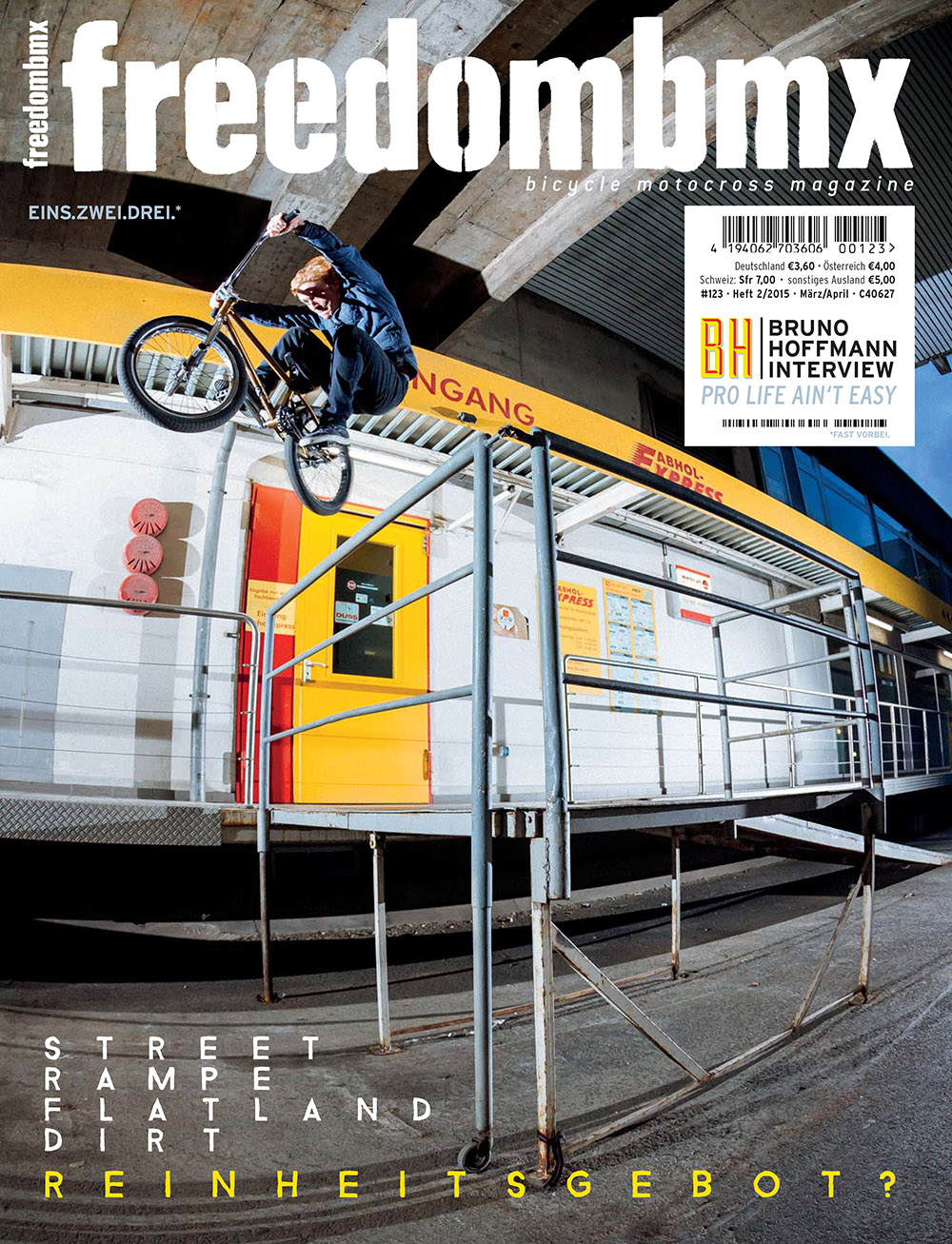 Die freedombmx 123 kommt u.a. mit folgenden Themen: Interviews mit Bruno Hoffmann, Markus Reuss und Björn Heyer, Karneval in Köln, das BMX-Reinheitsgebot uvm.