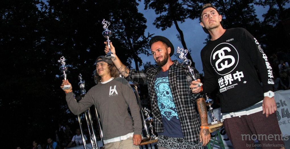 Die Gewinner des Flatlandlandcontest (v.l.n.r.): Alexis Desolneux (2.), Alex Jumelin (1.) und Dustyn Alt (3.)