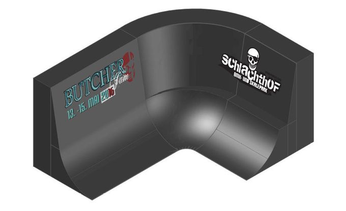 Mit noch mehr Schub durch den Schlachthof heizen: Diese Leanwall-Curved-Wallride-Konstruktion wird im kommenden Frühjahr links in der Ecke neben der Malz-Quarter Platz nehmen