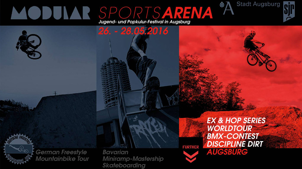 Vom 26.-28. Mai 2016 findet ein BMX-Dirtcontest unter der Regie des EX&HOP-Orgateams auf dem Modular Festival in Augsburg statt. Hier erfährst du mehr.