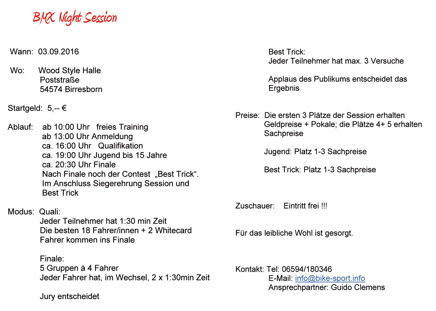 Alle Infos zur 1. Birresborner BMX Nightsession