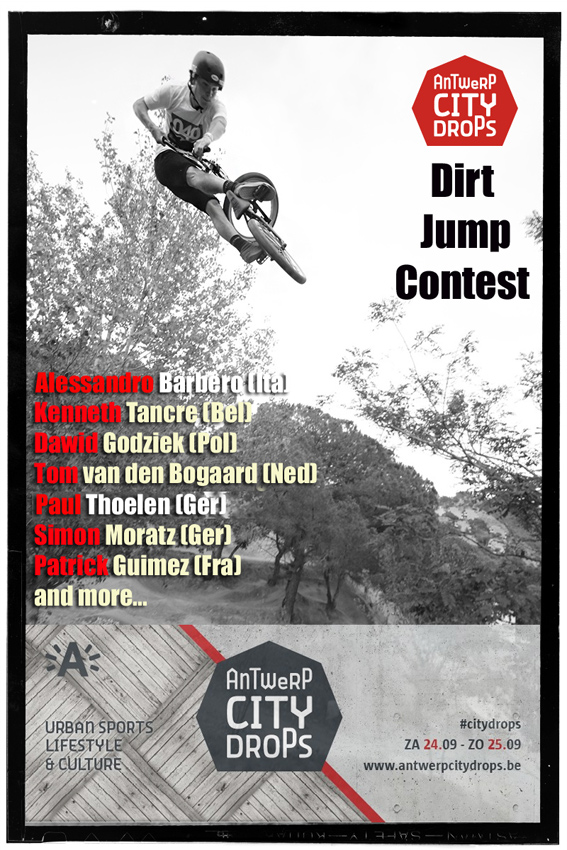 Es sind noch Startplätze für den Antwerp City Drops Dirtjumpcontest vom 23.-25. September 2016 in Belgien frei. Hier erfährst du mehr.
