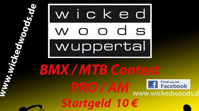 Am 17. Dezember 2016 findet in der "Wicked Woods"-Halle in Wuppertal ein BMX- und MTB-Contest statt. Hier erfährst du mehr.