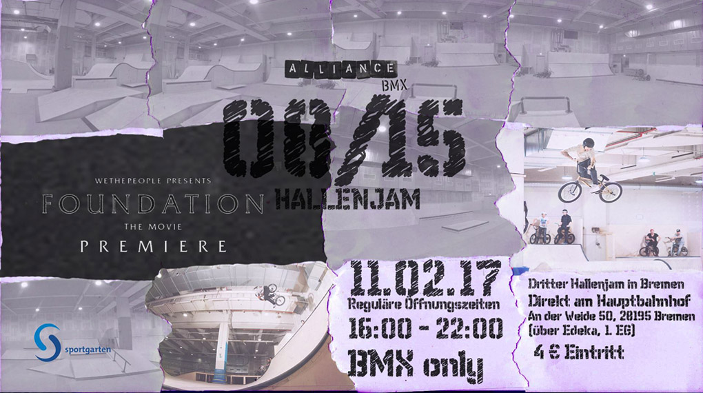 Beim 08/15 Jam in der P5 Skatehalle Bremen wird am 11.2.2017 nicht nur gemeinsam BMX gefahren, sondern auch die "Foundation"-DVD von wethepeople geguckt.