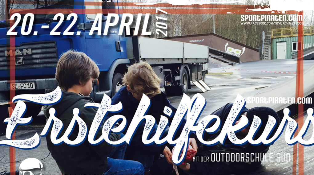 Vom 20.-22. April 2017 bieten die Sportpiraten wieder einen Erste-Hilfe-Kurs im Schlachthof Flensburg an. Hier erfährst du mehr.