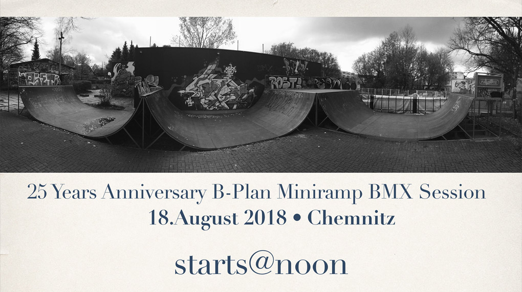 Die legendäre Minirampe des B-Plan Jugendclubs in Chemnitz feiert am 18. August 2018 ihr 25jähriges Bestehen. Hier erfährst du mehr.