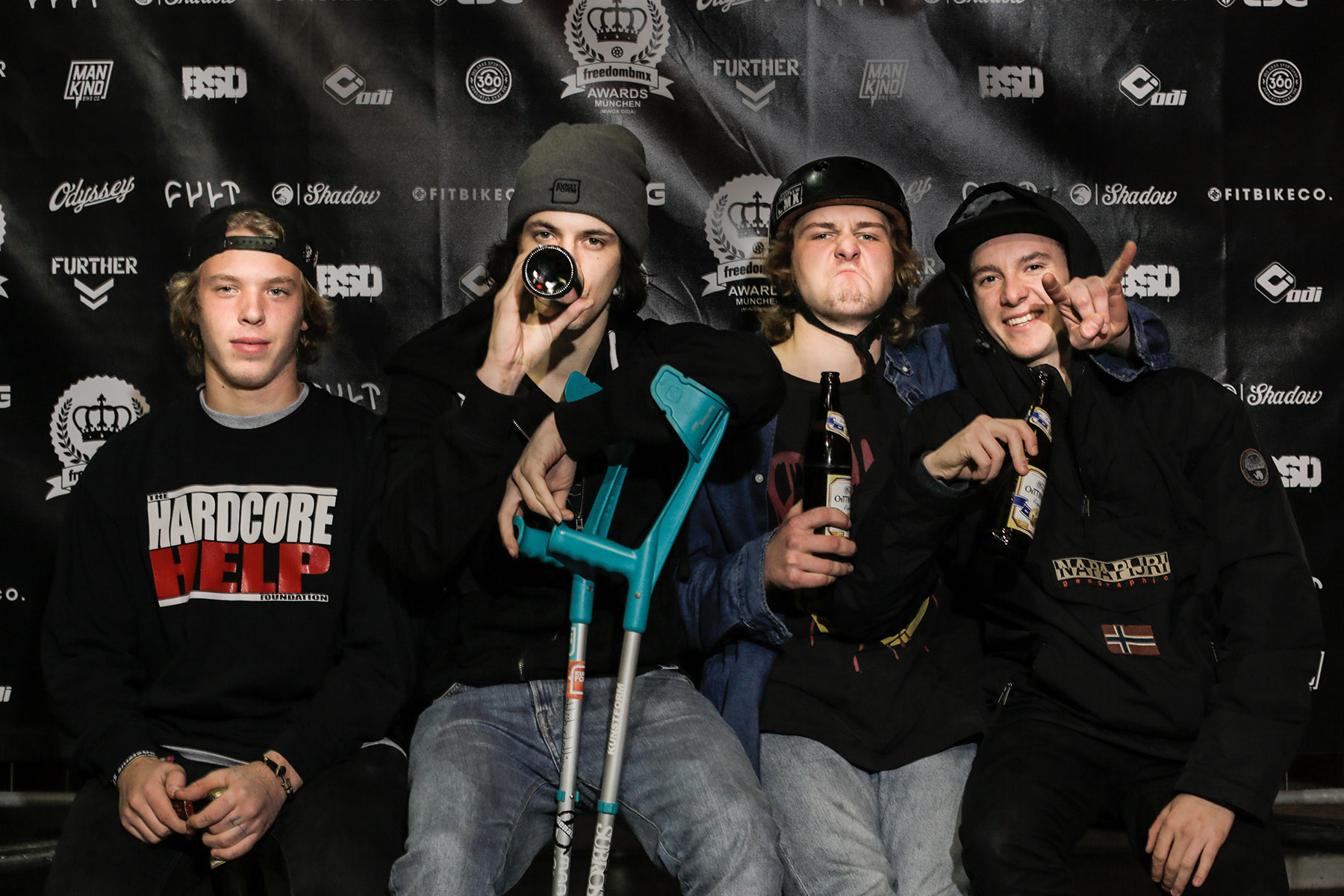 Die Gulag Gang hat sich extra für die freedombmx Awards formiert und besteht aus (v.l.n.r.): Marco Beil, Simon Huddl, Konstantin Rudobasha und Eric Franke