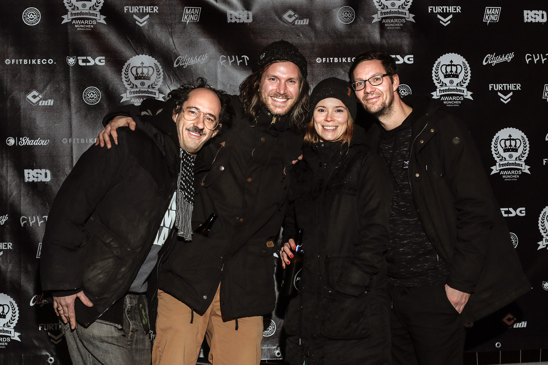 Die Mellowpark-Crew aus Berlin räumte zum sechsten Mal den Award für den besten Park des Jahres ab (v.l.n.r.): Max Tuchtenhagen, Simon Ohs, Nargis Richter und Jens Werner