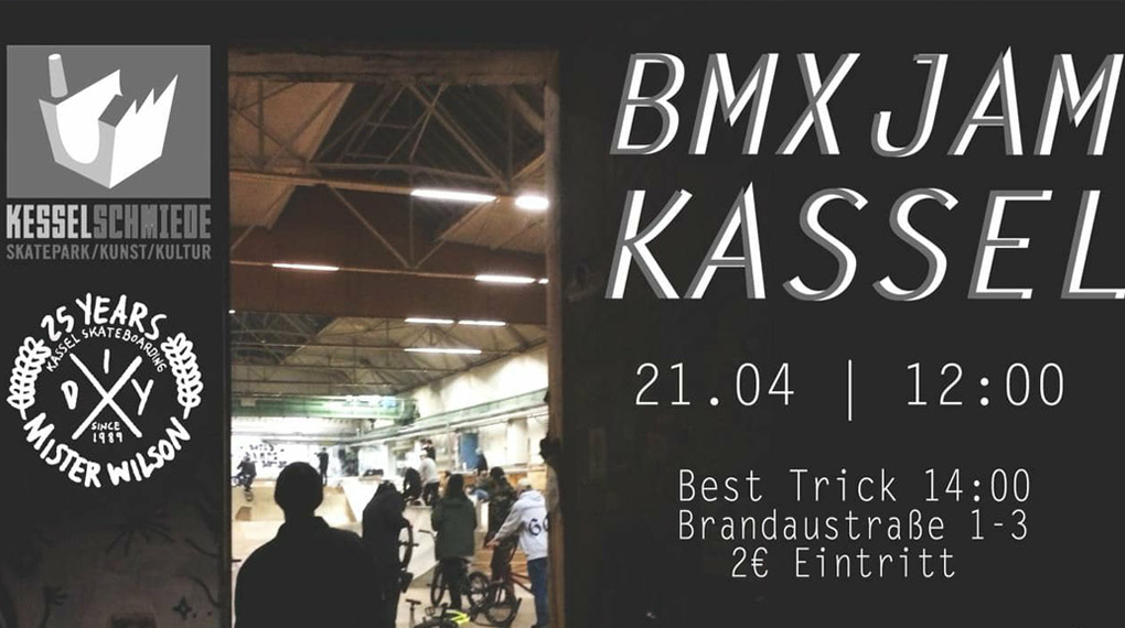 Am 21.4.2018 findet ein BMX-Jam und Best-Trick-Contest in der Kesselschmiede Kassel statt. Weitere Infos und die Videos vom vergangenen Jahr gibt es hier.