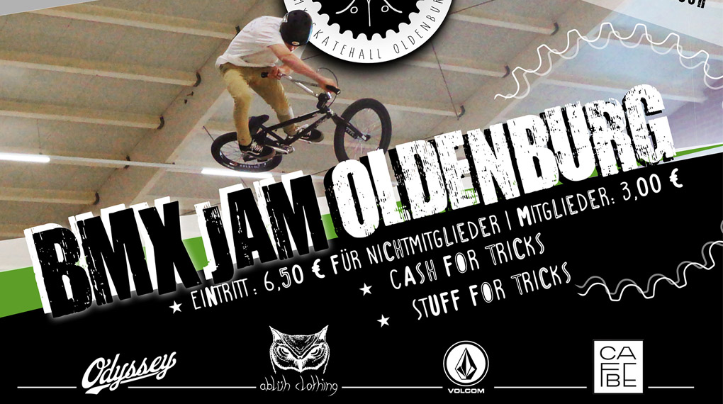 Gemeinsame Sessions, Cash & Stuff for Tricks und weitere Spielereien: Am 28. April 2018 findet von 13-22 Uhr ein BMX-Jam in der Skatehalle Oldenburg statt.