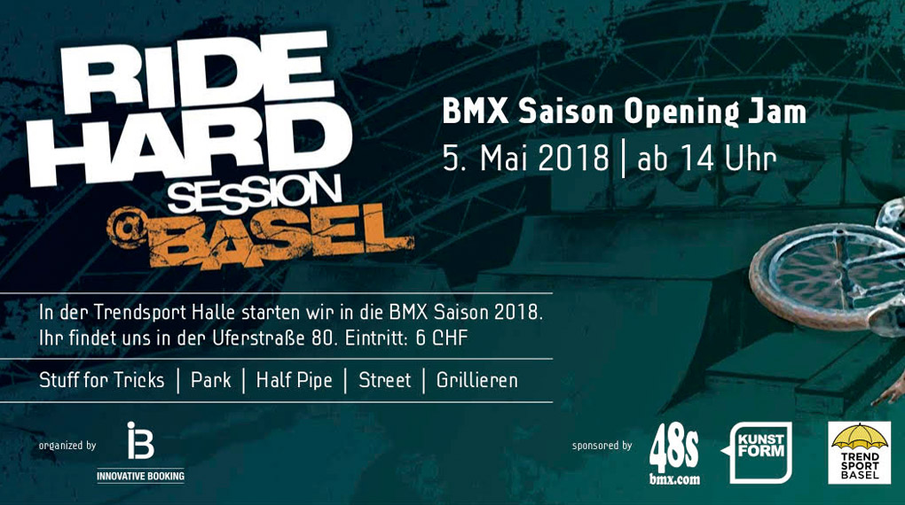 Am 5. Mai 2018 findet als Auftakt für die "Ride Hard Session"-Tour 2018 ein entspannter Jam in der Trendsporthalle Basel (Schweiz) statt. Mehr dazu hier.