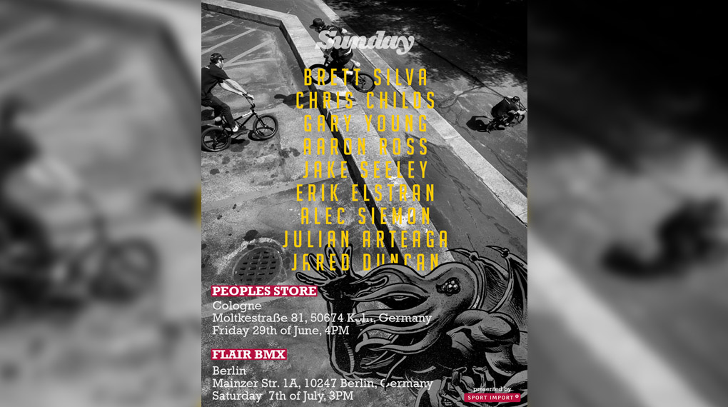 Das Team von Sunday Bikes kommt nach Deutschland. Wo ihr mit Chris Childs, Erik Elstran und dem Rest der Bande eine Session fahren könnt, erfahrt ihr hier.