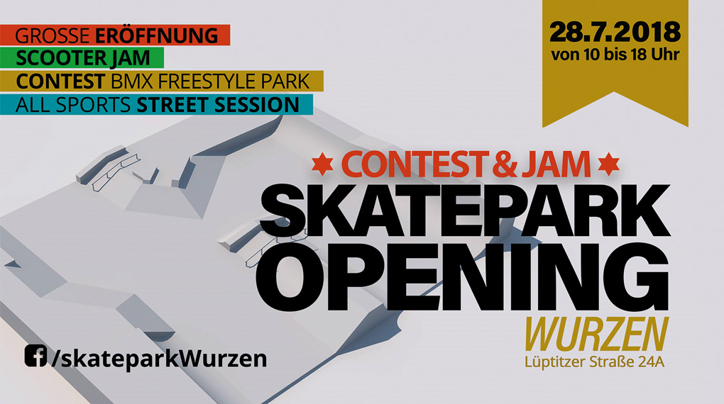 Am 28.7.2018 findet bei der Eröffnung des neuen Holzskateparks in Wurzen ein BMX-Contest statt, bei dem es insgesamt 1.000 EUR Preisgeld zu gewinnen gibt.