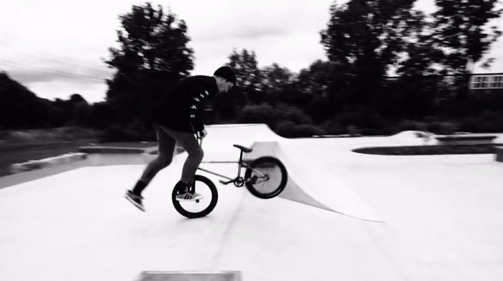 Der SIBMX-, Volume- und Odyssey-Teamfahrer Tim Güntner hat nach Feierabend ein paar gute Lines im Skatepark Allermöhe vor den Toren von Hamburg rausgehauen.