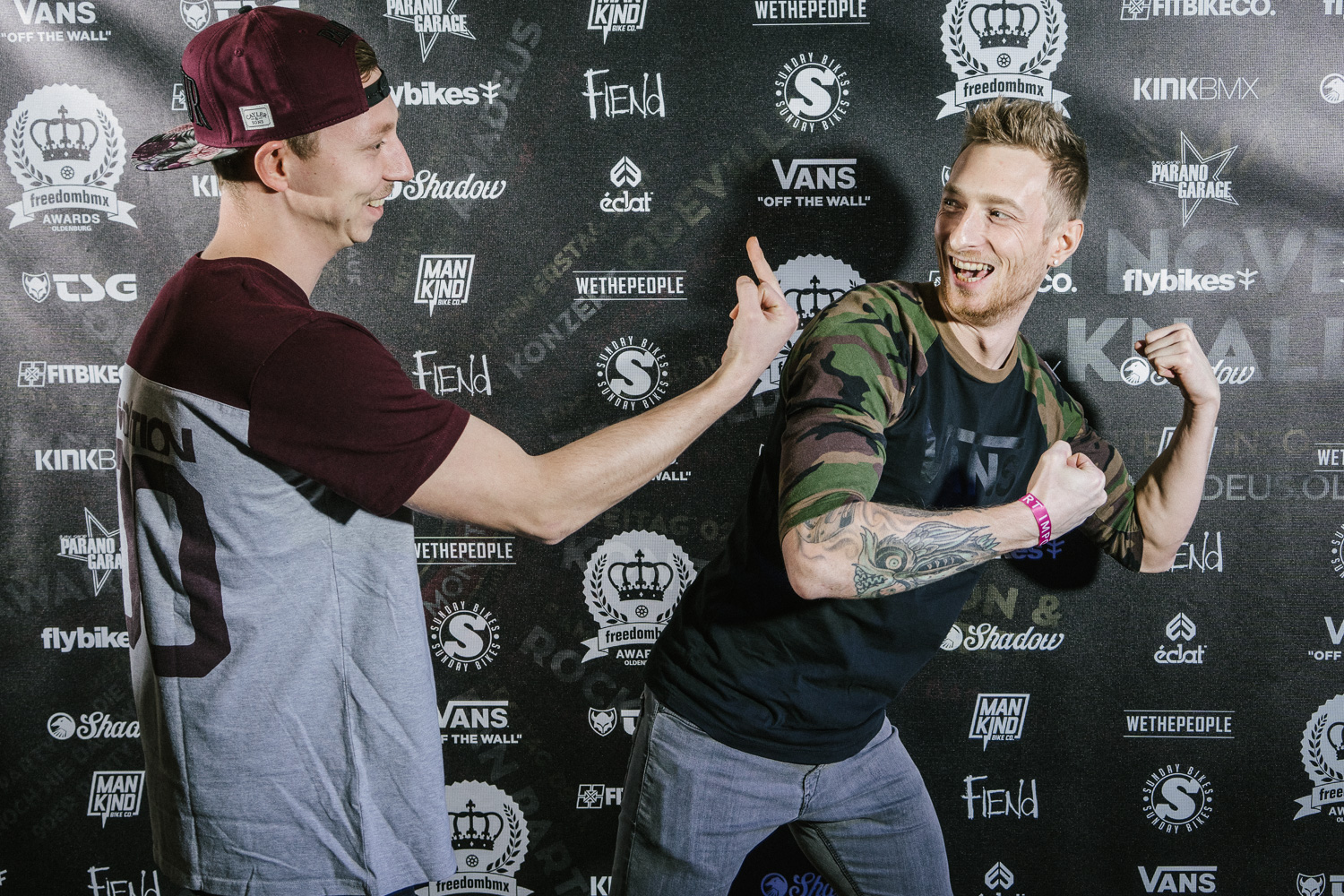 Robert Naumann (links) und Ricky Felchner waren extra aus Leipzig nach Oldenburg gekommen, um bei den freedombmx Awards 2018 dabei zu sein