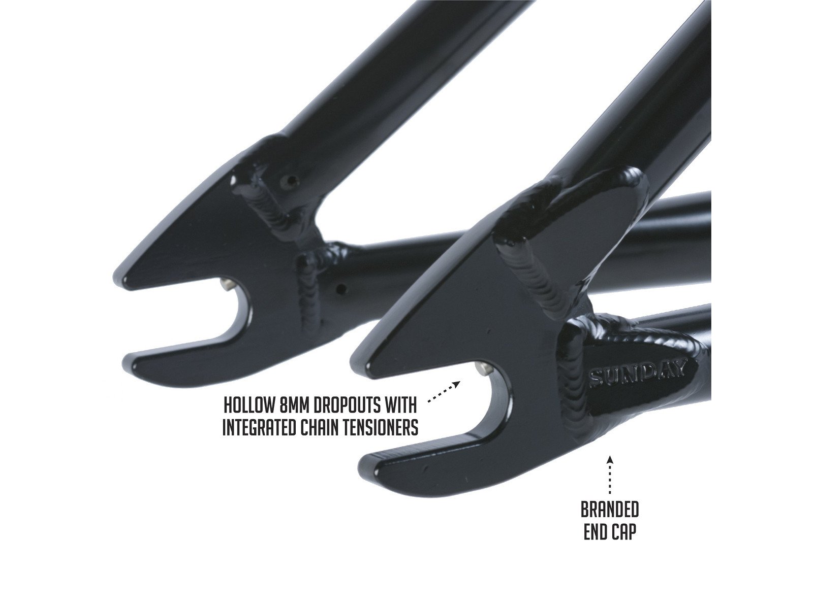 Die 8 mm breiten Hohlausfallenden des Discovery Frame sind laut Sunday Bikes doppelt so stabil wie herkömmliche Ausfallenden