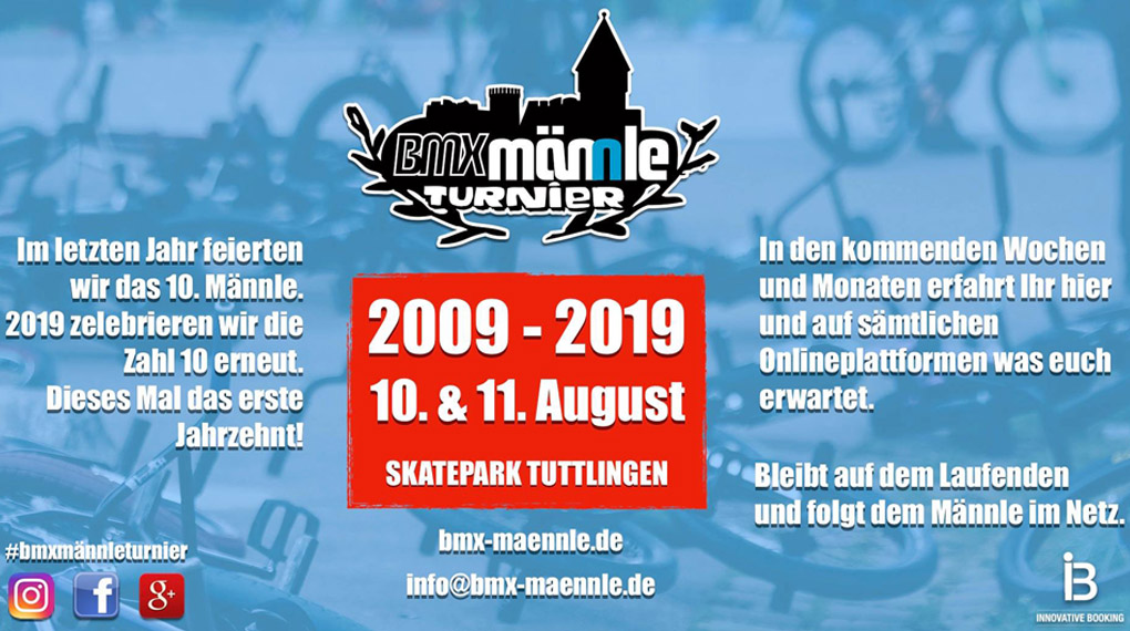 Vom 10.-11- August 2019 geht das BMX Männle Turnier in die 11. Runde. Mehr zu der absoluten Pflichtveranstaltung im Skatepark Tuttlingen erfahrt ihr hier.