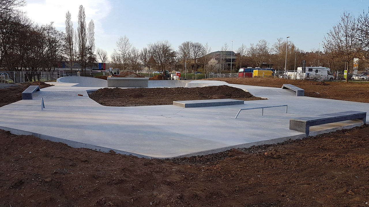 Der Plaza Bereich des neuen Parks in Waiblingen