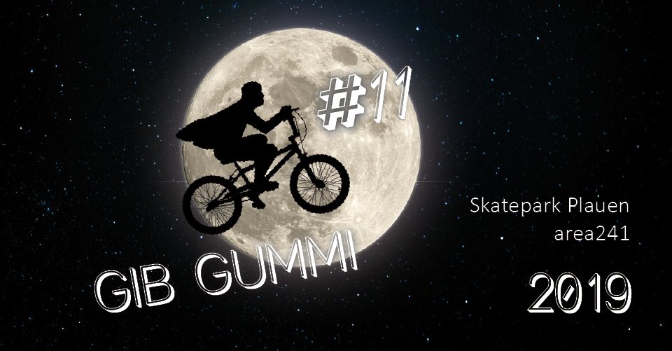 Der legendäre "Gib Gummi"-Jam findet in diesem Jahr zum 11. Mal im area241-Betonpark in Plauen statt. Weitere Informationen findest du hier.