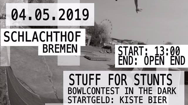 Am 4. Mai 2019 schmeißt Alliance BMX am Schlachthof Bremen einen dicken Jam mit Stuff 4 Tricks und einem Bowlcontest in the dark. Mehr dazu hier.