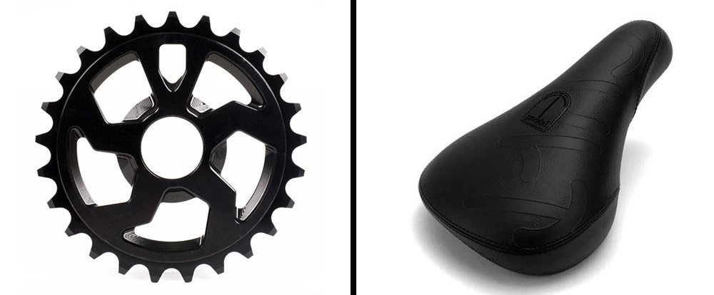 BMX Kettenblatt Cult Crew NWO und BMX Sattel Cult Crew Big Logo Mid Seat