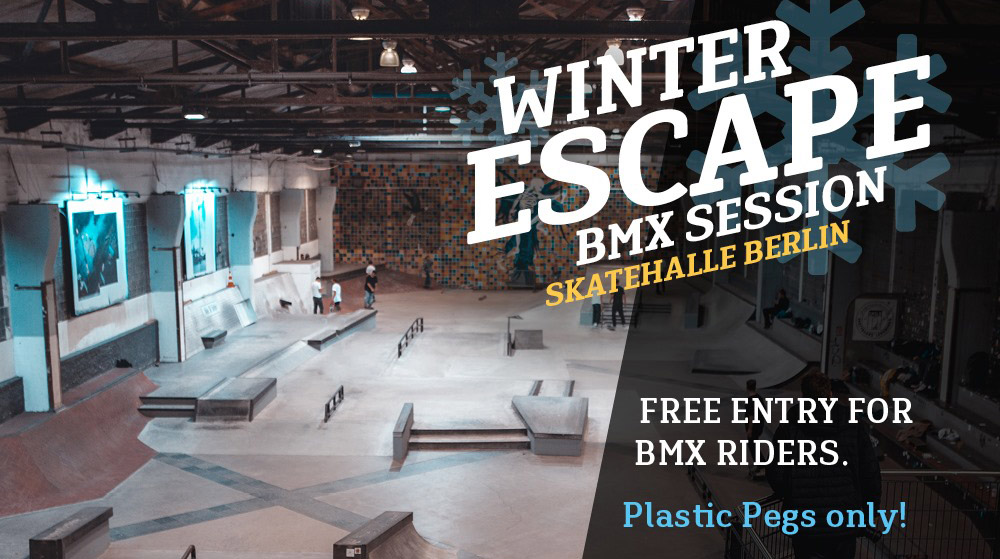 Winter Escape! Der kunstform BMX Shop und Subrosa spendieren euch vom 1. Dezember 2019 bis zum 5. April 2020 insgesamt 5 Sessions in der Skatehalle Berlin.