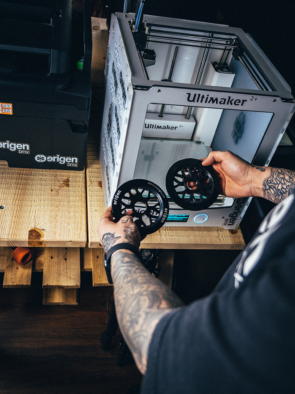 Frischer Sample des Cranger Guard Sprockets von Erigen BMX aus dem 3D-Drucker