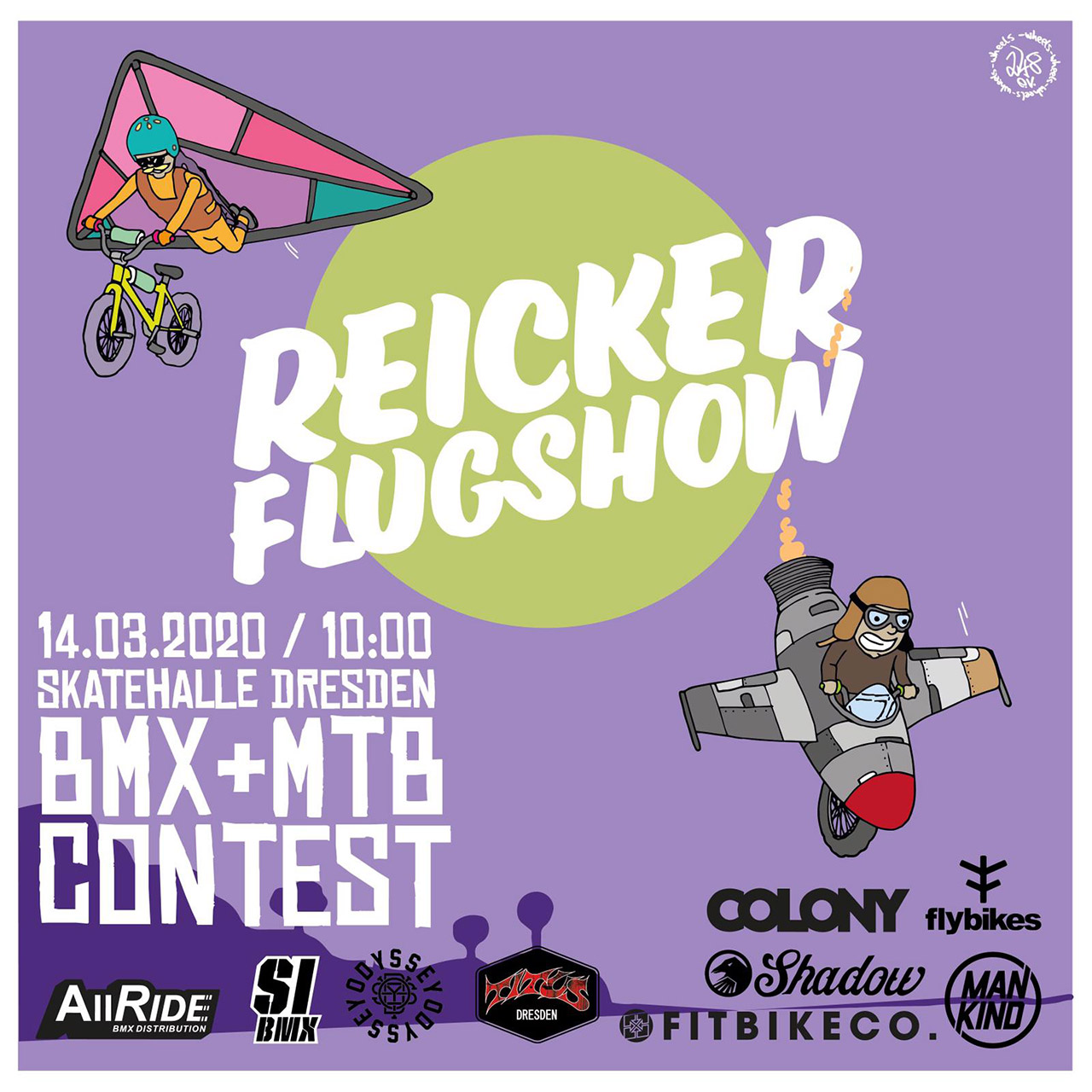 Am 14. März 2020 findet in der Skatehalle Dresden ein BMX- und MTB-Contest unter dem Namen Reicker Flugshow statt