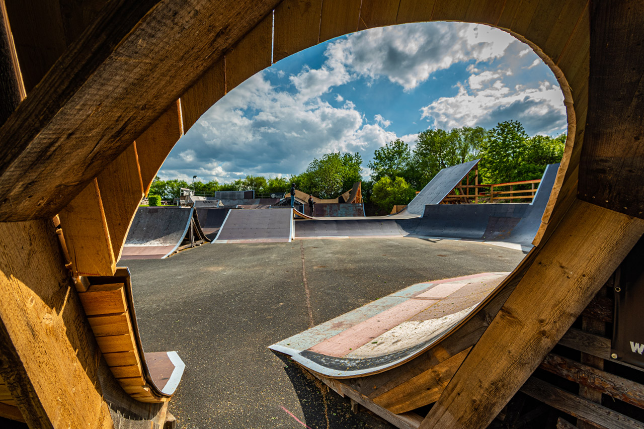 Blick aus einem der neuen "Speedcowboys" im Skatepark Wendelstein