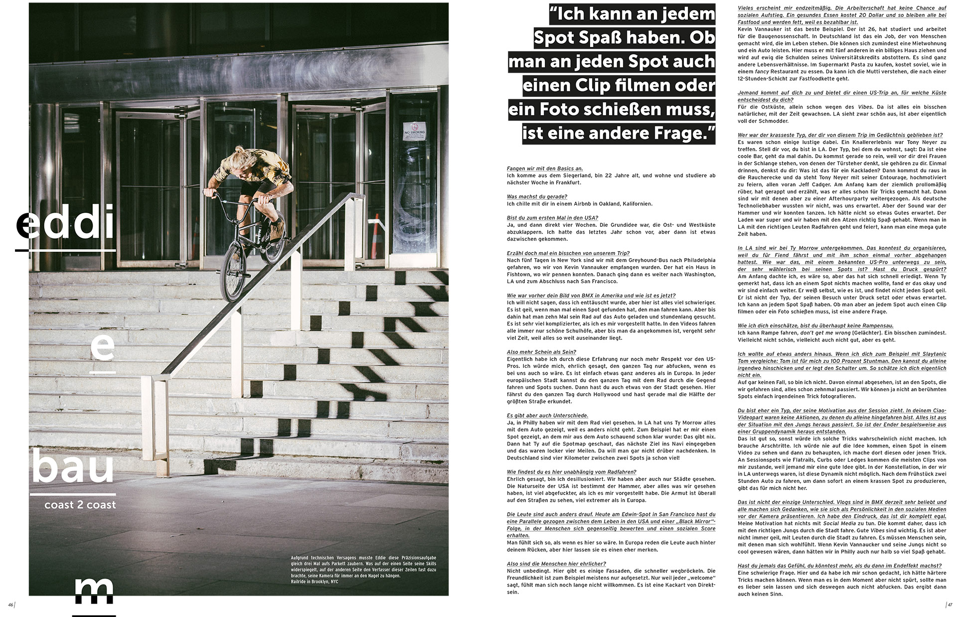 Eddie Baum Interview in freedombmx Ausgabe 124