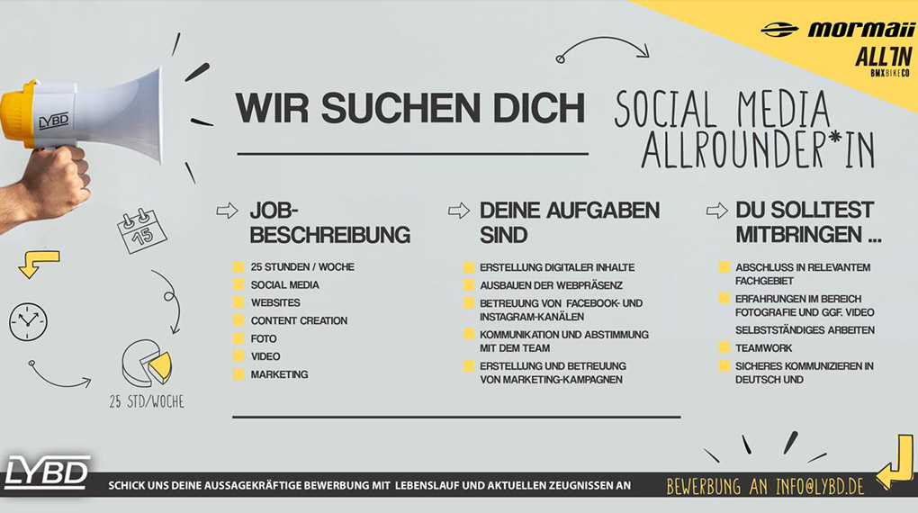 Live Your Backyard Dreams aus Oldenburg suchen eine:n Social-Media-Allesrounder:in. Hier entlang für das vollständige Jobangebot.